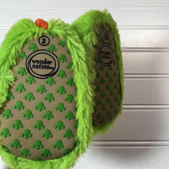 Baby Green Monster Slippers Toddler Size 2 Wonder Nation NWT - Picture 3 of 5